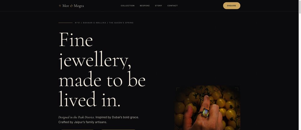Editorial concept: dark broadsheet with large ivory serif headline